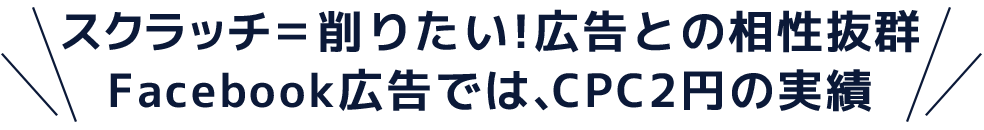 スクラッチ＝削りたい！広告との相性抜群Facebook広告では、CPC2円の実績